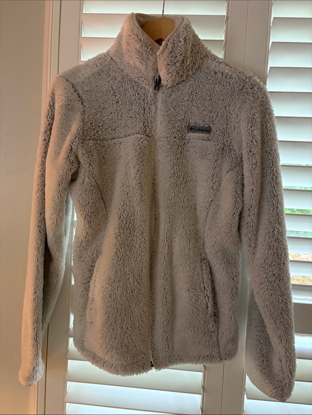 Columbia womens Plush Full‑Zip Jacket in Light Gray size S
